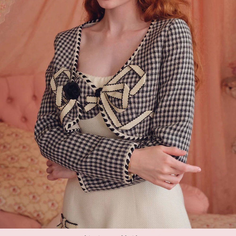 Lacemade Wings of the Musical Note Jacket 
Black and White Checkered Blazer